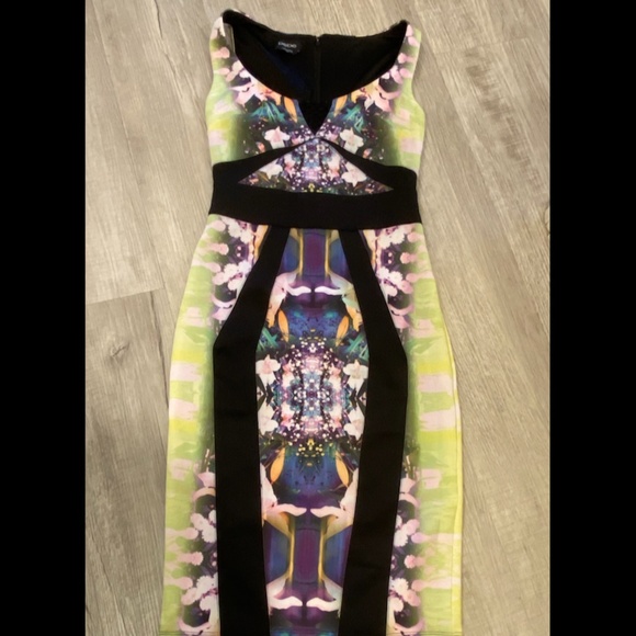 Bebe Bodycon Vibrant Y2K Watercolor Contrast Dress - Size Small - Picture 1 of 8